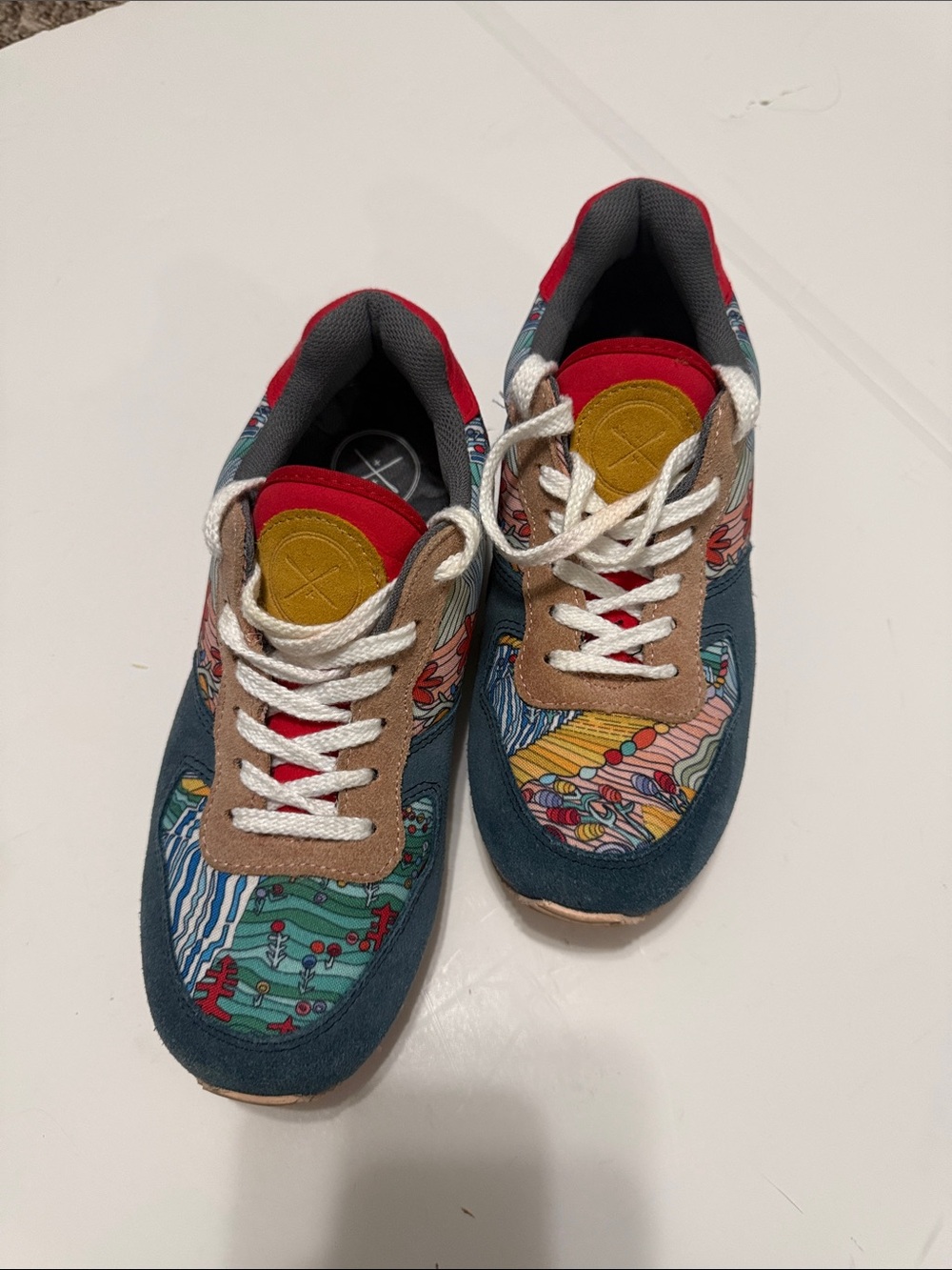 inkkas Multicolor Blue Red Yellow Patterned Women's Sneakers